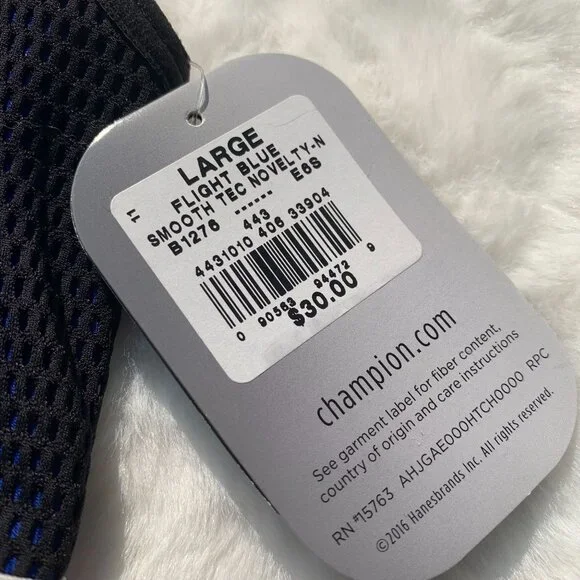 Champion Performance Moderate Sports Bra Size L Flight Blue Black Mesh Racerback - Picture 3 of 9